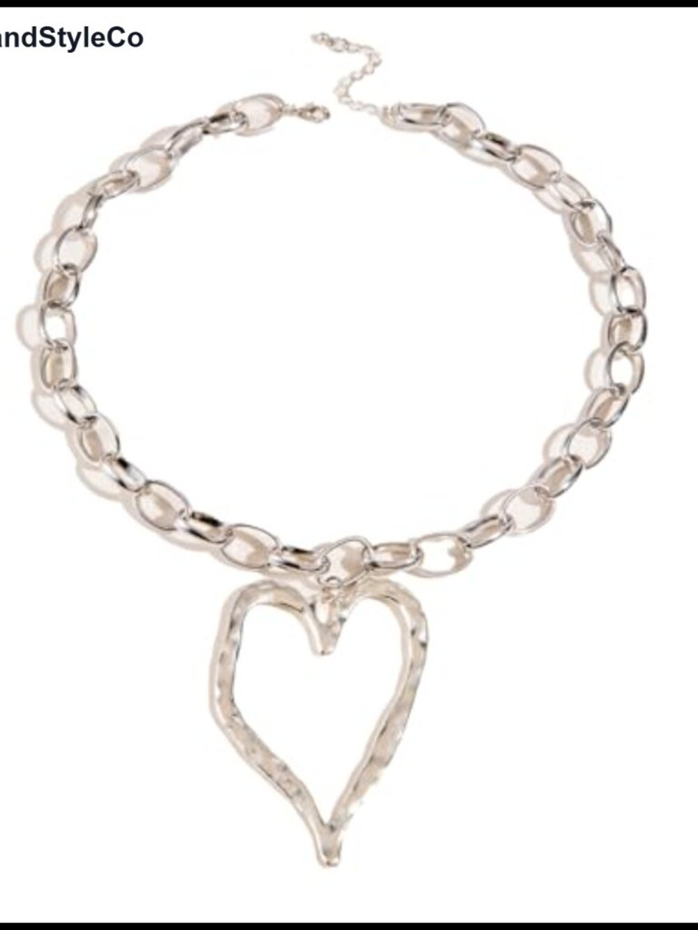 Hammered Open Heart Pendant Necklace Adjustable Cord Statement
